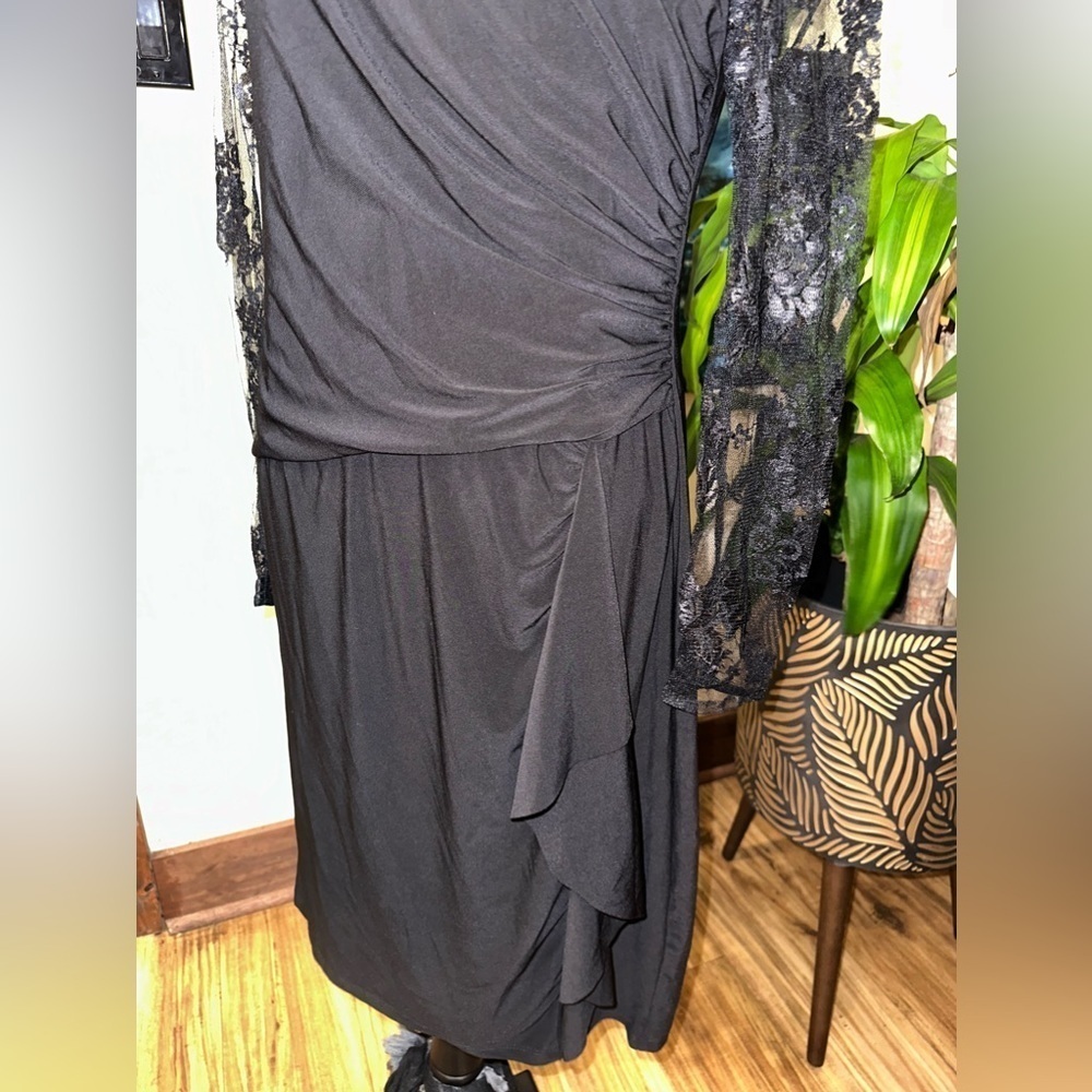 American Living Black Lace Shoulder Midi Dress Size M - Picture 3 of 10